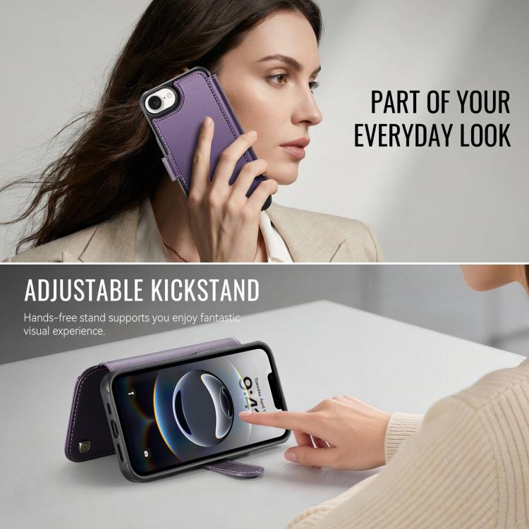 For iPhone 17e / 16e AutSpace A15 Retro Magnetic Clasp Vegan Leather Phone Case