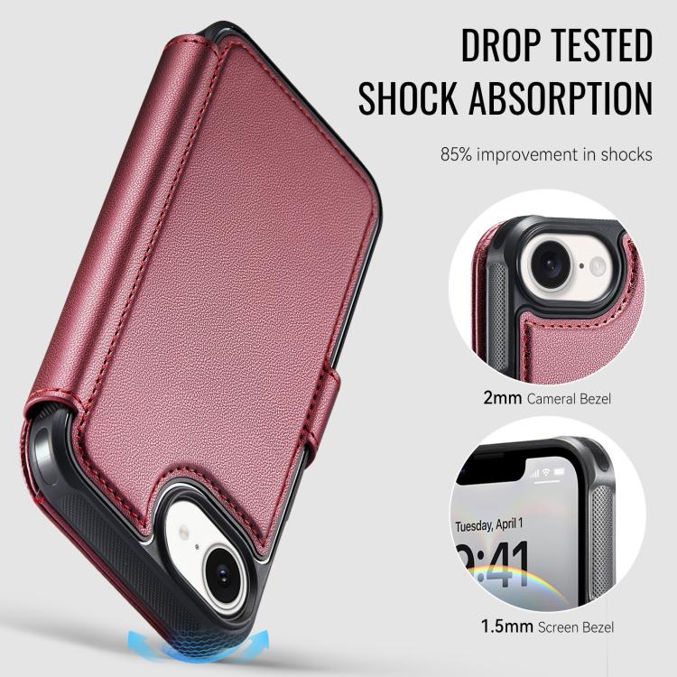 For iPhone 17e / 16e AutSpace A15 Retro Magnetic Clasp Vegan Leather Phone Case