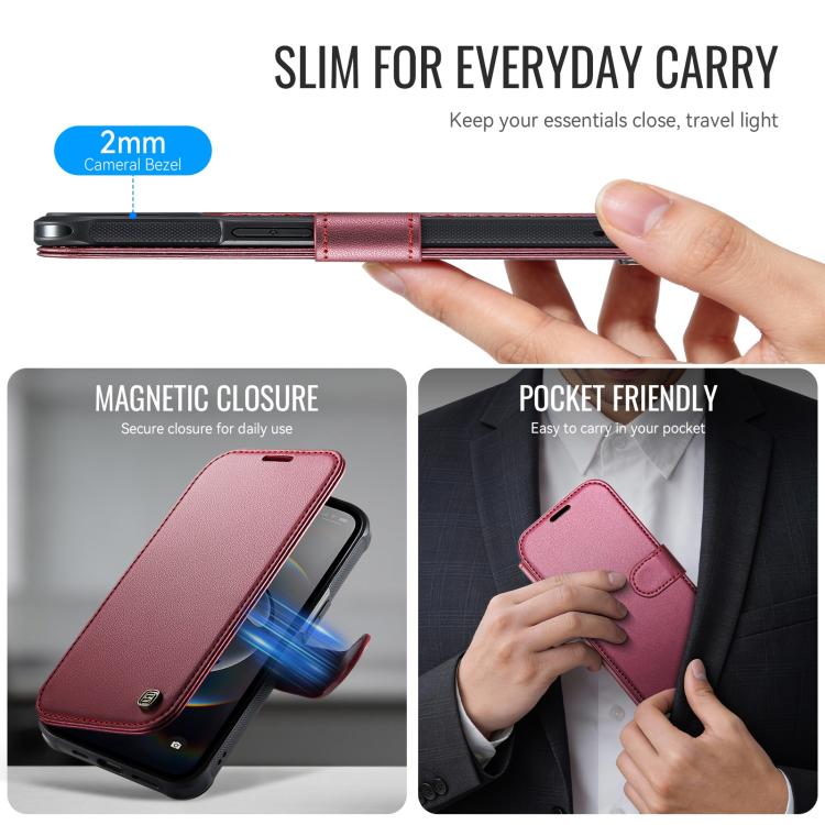 For iPhone 17e / 16e AutSpace A15 Retro Magnetic Clasp Vegan Leather Phone Case