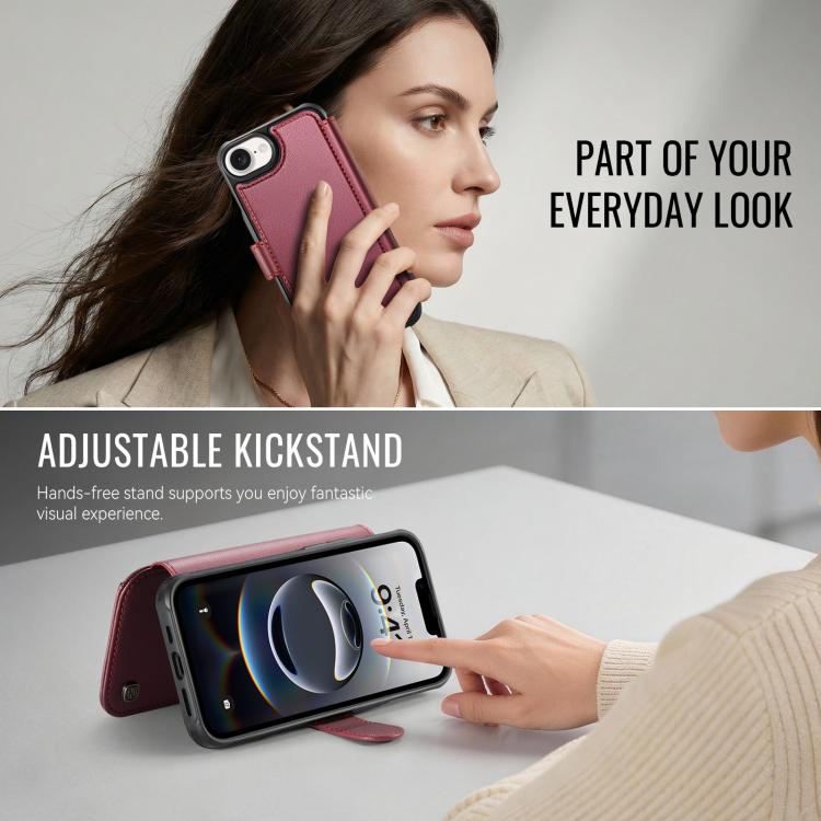 For iPhone 17e / 16e AutSpace A15 Retro Magnetic Clasp Vegan Leather Phone Case