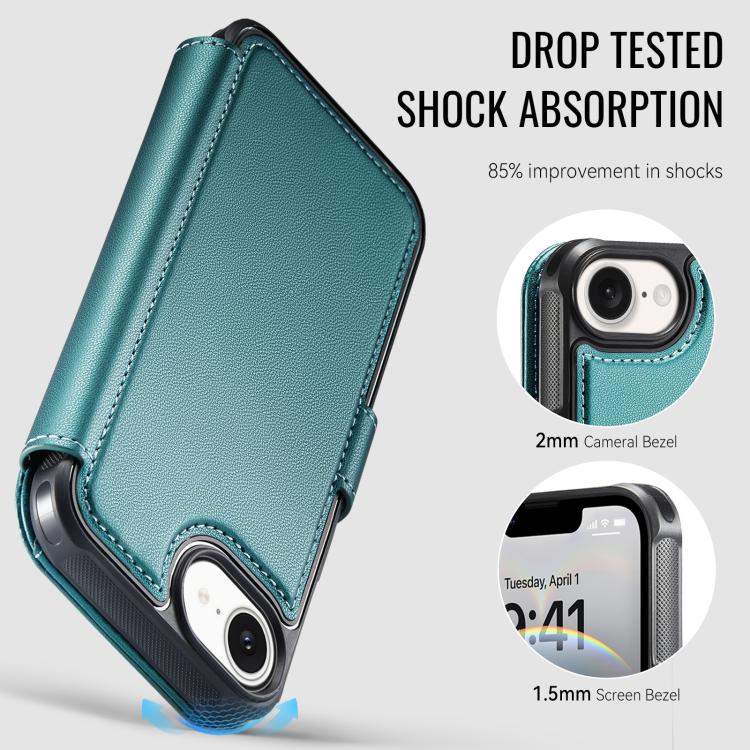 For iPhone 17e / 16e AutSpace A15 Retro Magnetic Clasp Vegan Leather Phone Case