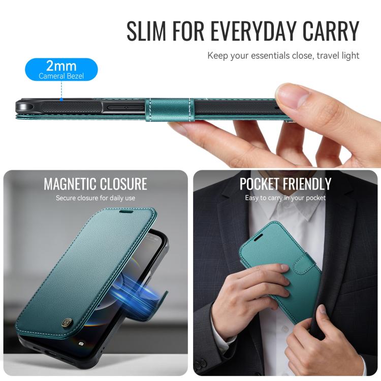 For iPhone 17e / 16e AutSpace A15 Retro Magnetic Clasp Vegan Leather Phone Case