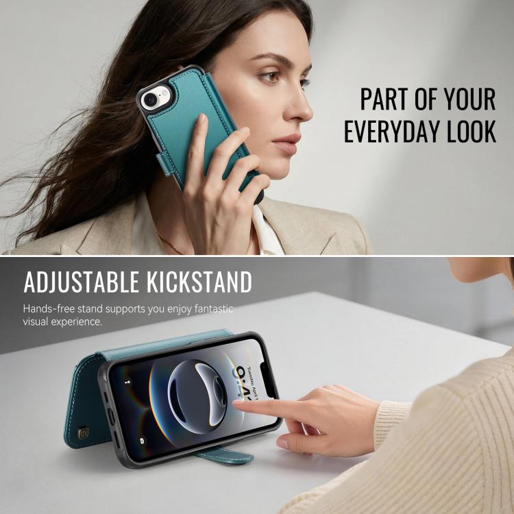 For iPhone 17e / 16e AutSpace A15 Retro Magnetic Clasp Vegan Leather Phone Case