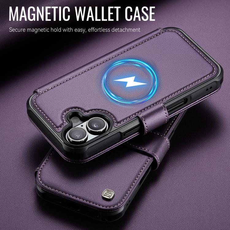 For iPhone 16 Plus AutSpace A15 Retro Magnetic Clasp Vegan Leather Phone Case