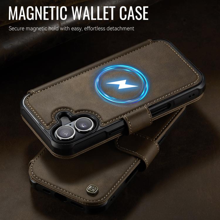 For iPhone 17 AutSpace A15 Retro Magnetic Clasp Vegan Leather Phone Case