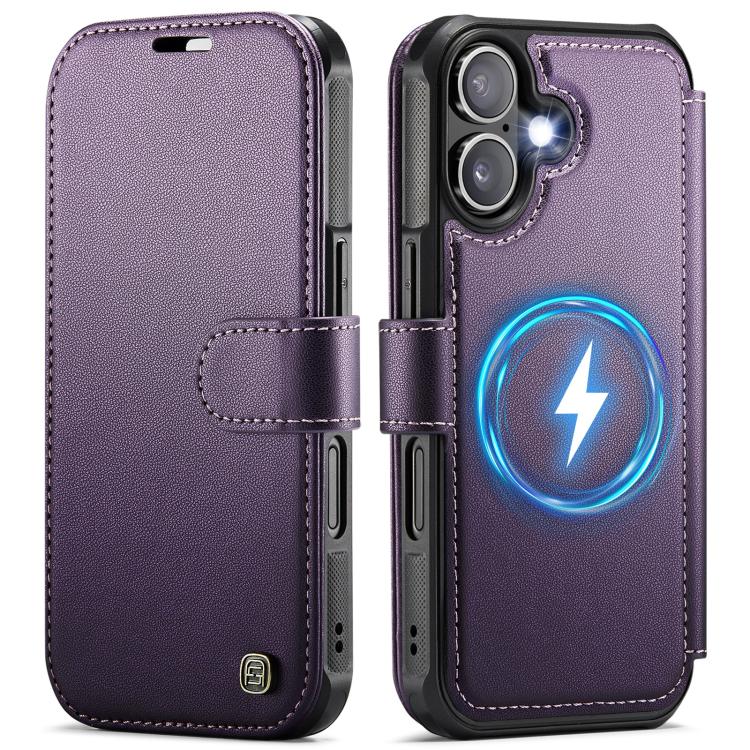 For iPhone 17 AutSpace A15 Retro Magnetic Clasp Vegan Leather Phone Case