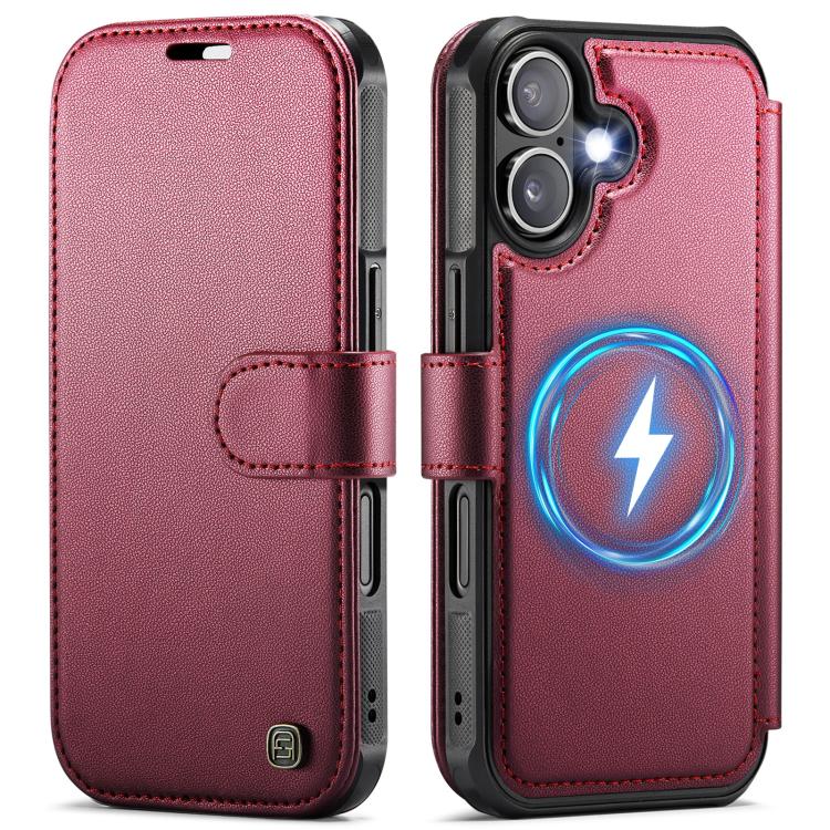 For iPhone 17 AutSpace A15 Retro Magnetic Clasp Vegan Leather Phone Case