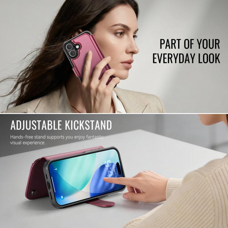 For iPhone 17 AutSpace A15 Retro Magnetic Clasp Vegan Leather Phone Case