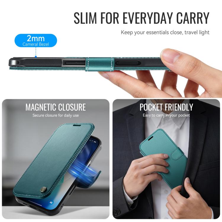 For iPhone 17 AutSpace A15 Retro Magnetic Clasp Vegan Leather Phone Case