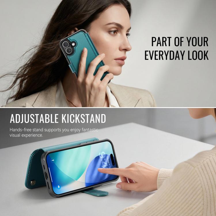 For iPhone 17 AutSpace A15 Retro Magnetic Clasp Vegan Leather Phone Case