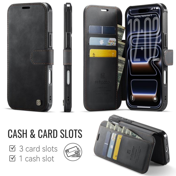 For iPhone 17 Pro AutSpace A15 Retro Magnetic Clasp Vegan Leather Phone Case