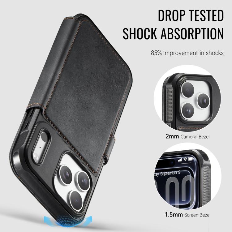 For iPhone 17 Pro AutSpace A15 Retro Magnetic Clasp Vegan Leather Phone Case