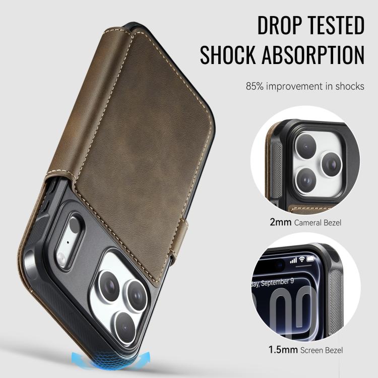 For iPhone 17 Pro AutSpace A15 Retro Magnetic Clasp Vegan Leather Phone Case