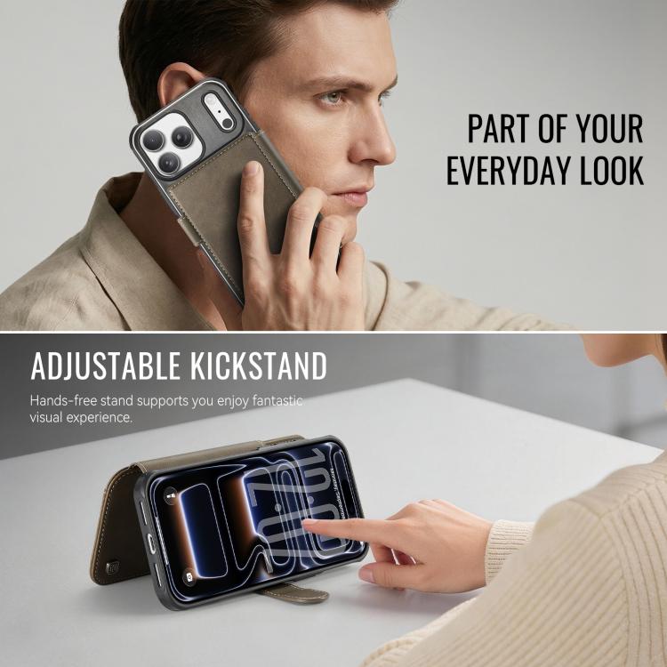 For iPhone 17 Pro AutSpace A15 Retro Magnetic Clasp Vegan Leather Phone Case