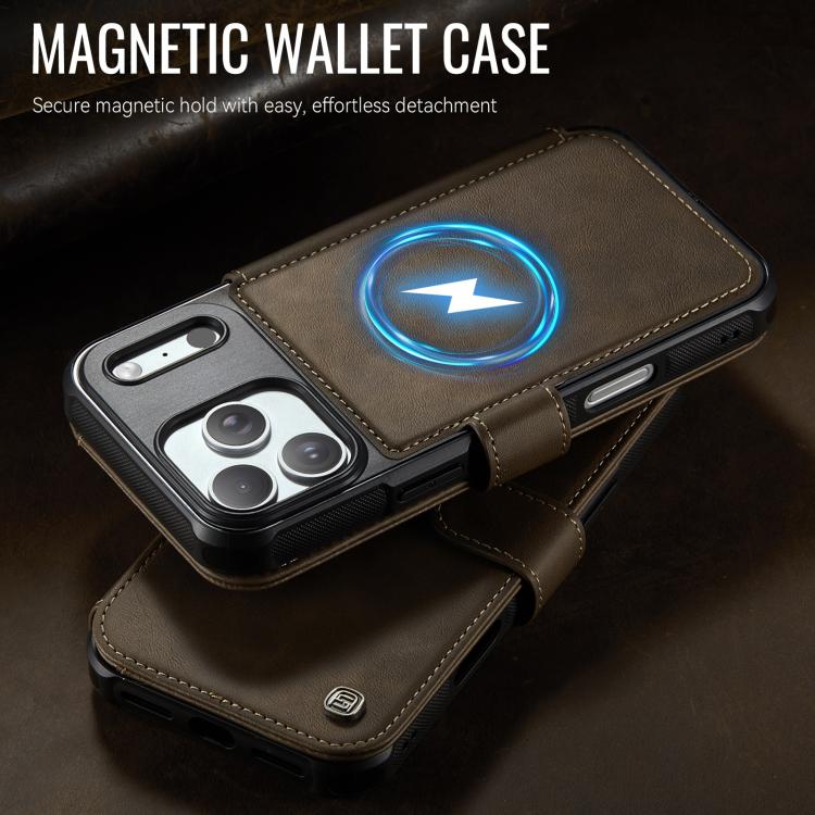 For iPhone 17 Pro AutSpace A15 Retro Magnetic Clasp Vegan Leather Phone Case