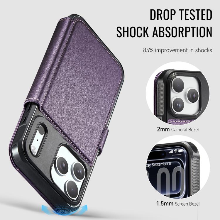 For iPhone 17 Pro AutSpace A15 Retro Magnetic Clasp Vegan Leather Phone Case