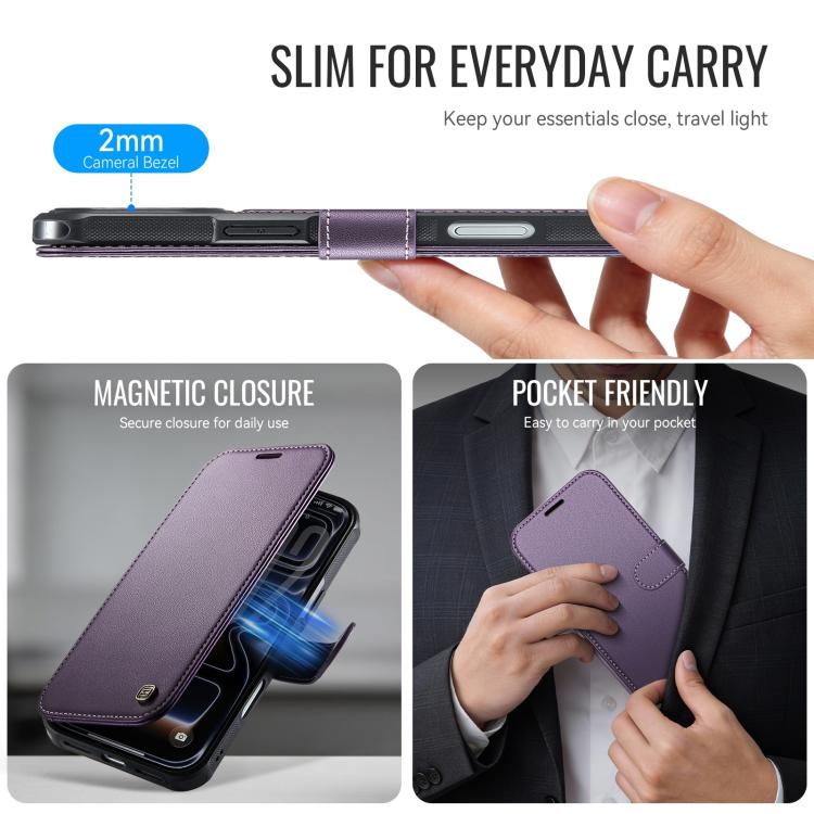 For iPhone 17 Pro AutSpace A15 Retro Magnetic Clasp Vegan Leather Phone Case
