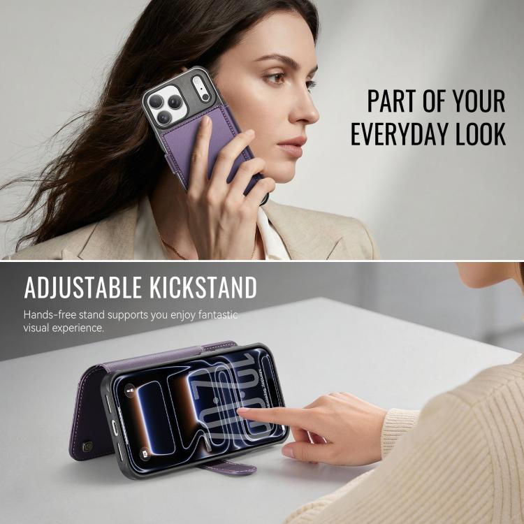 For iPhone 17 Pro AutSpace A15 Retro Magnetic Clasp Vegan Leather Phone Case