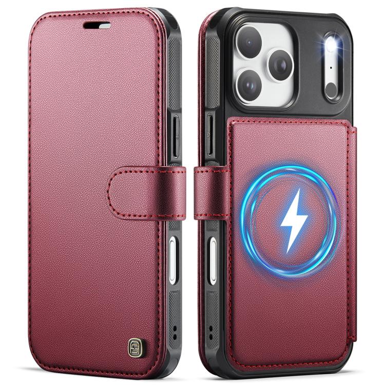For iPhone 17 Pro AutSpace A15 Retro Magnetic Clasp Vegan Leather Phone Case