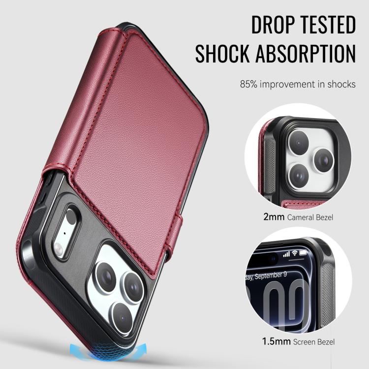 For iPhone 17 Pro AutSpace A15 Retro Magnetic Clasp Vegan Leather Phone Case