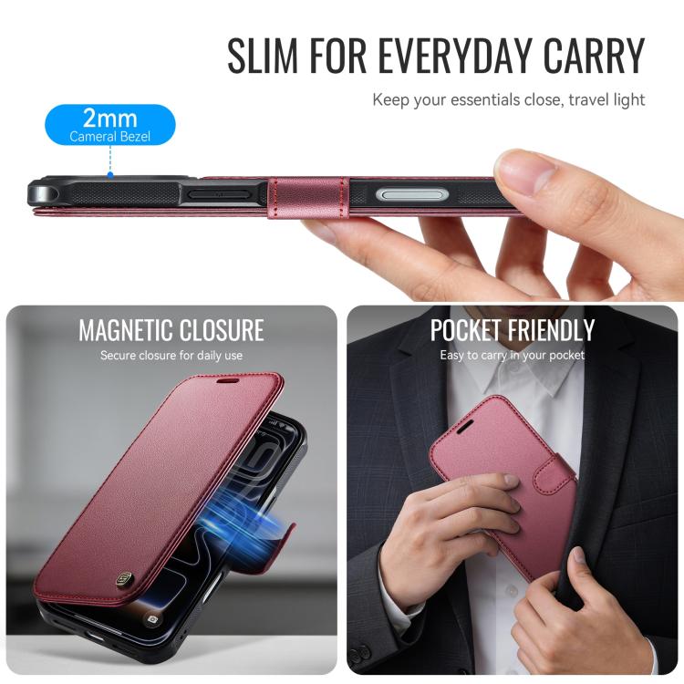 For iPhone 17 Pro AutSpace A15 Retro Magnetic Clasp Vegan Leather Phone Case