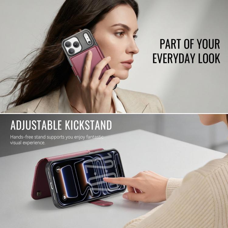 For iPhone 17 Pro AutSpace A15 Retro Magnetic Clasp Vegan Leather Phone Case