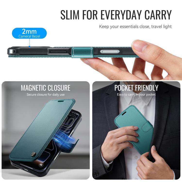 For iPhone 17 Pro AutSpace A15 Retro Magnetic Clasp Vegan Leather Phone Case