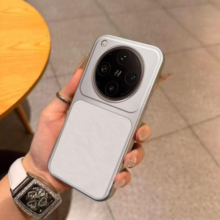 For OPPO Find X8 Pro Large Window Leather Textured Coated TPU Phone Case - White