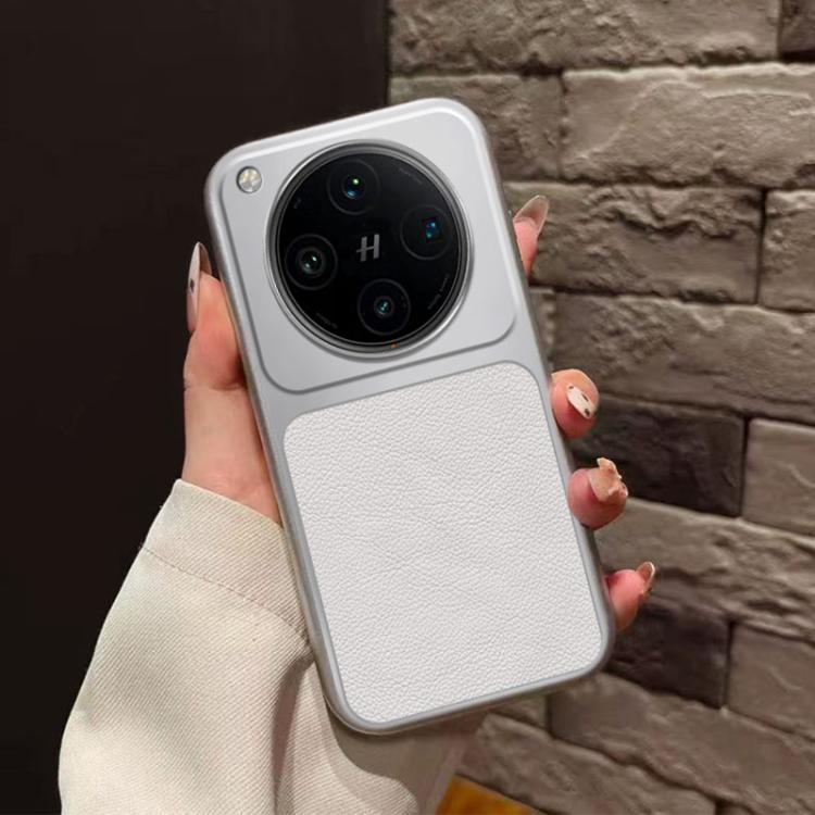For OPPO Find X8 Pro Large Window Leather Textured Coated TPU Phone Case - White