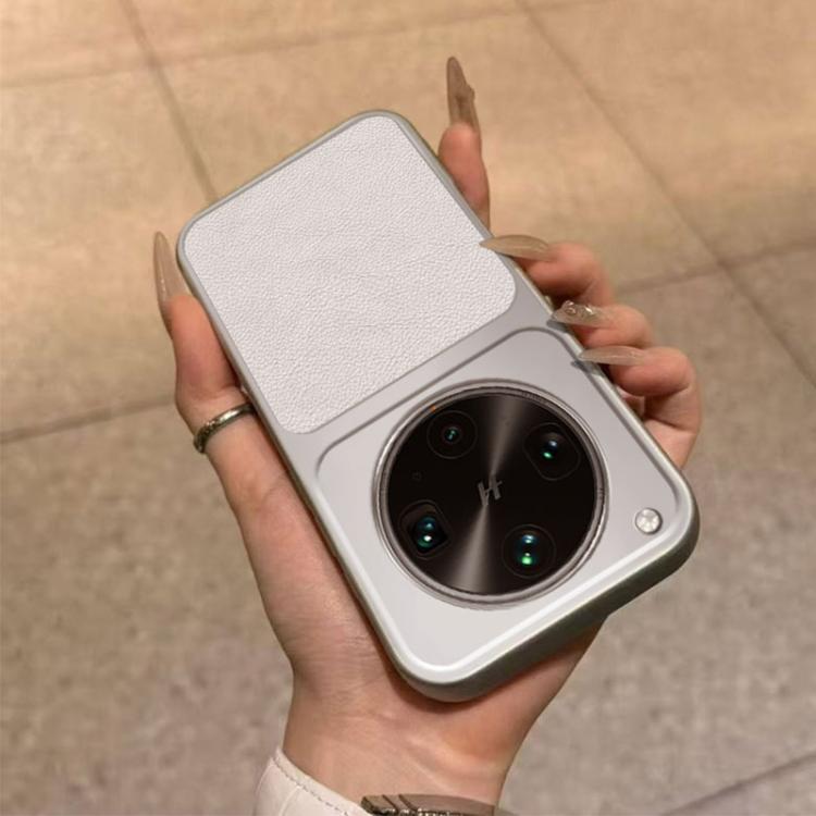 For OPPO Find X8 Ultra Large Window Leather Textured Coated TPU Phone Case - White