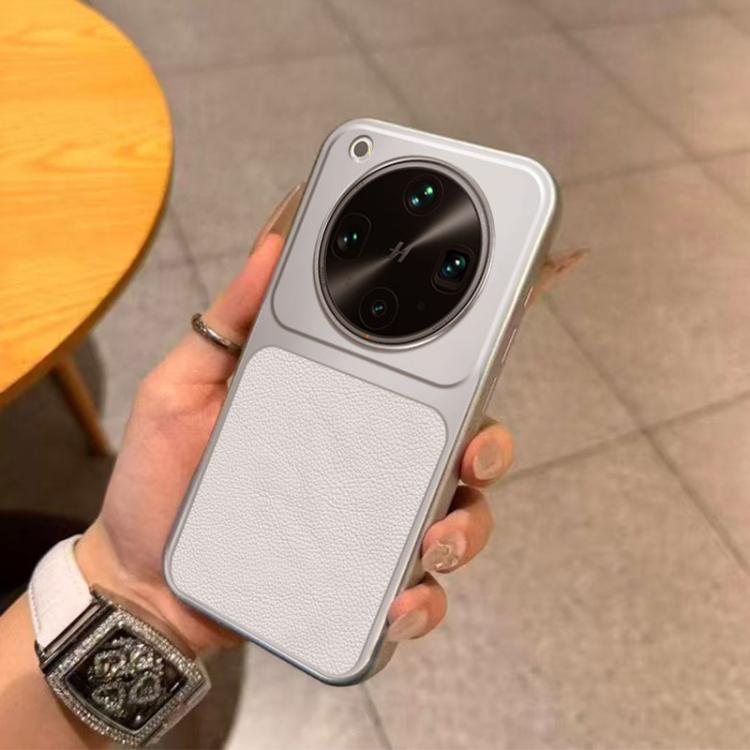 For OPPO Find X9 Ultra 5G Large Window Leather Textured Coated TPU Phone Case - White