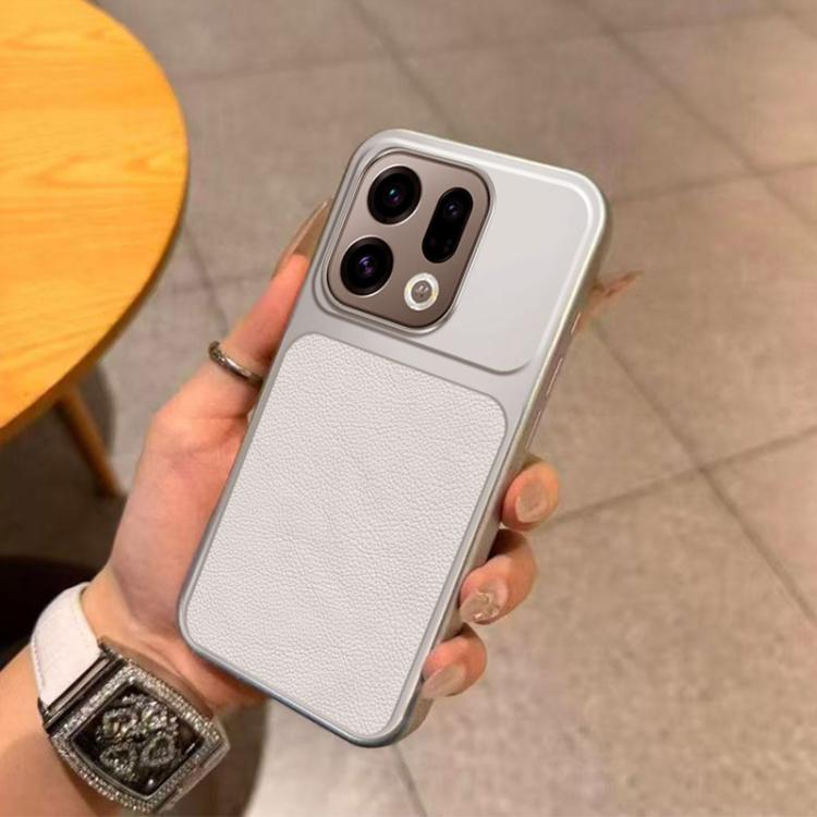 For OPPO Find X9 Large Window Leather Textured Coated TPU Phone Case - White