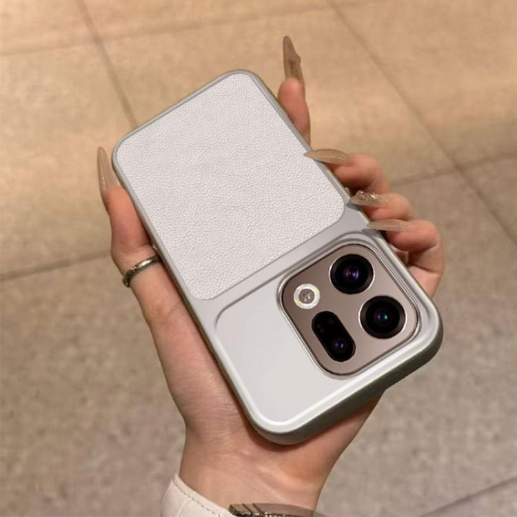 For OPPO Find X9 Large Window Leather Textured Coated TPU Phone Case - White