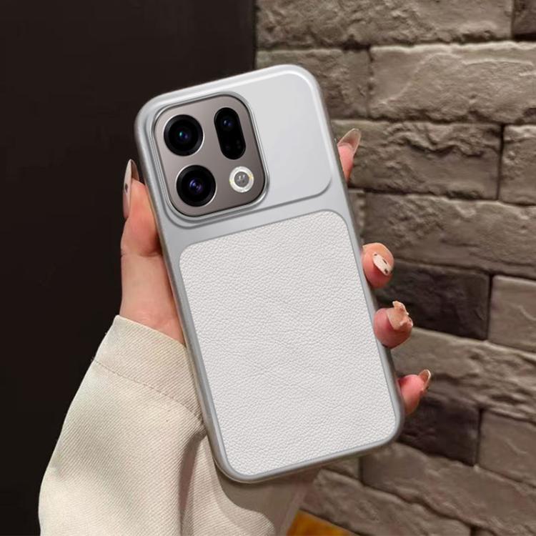 For OPPO Find X9 Large Window Leather Textured Coated TPU Phone Case - White
