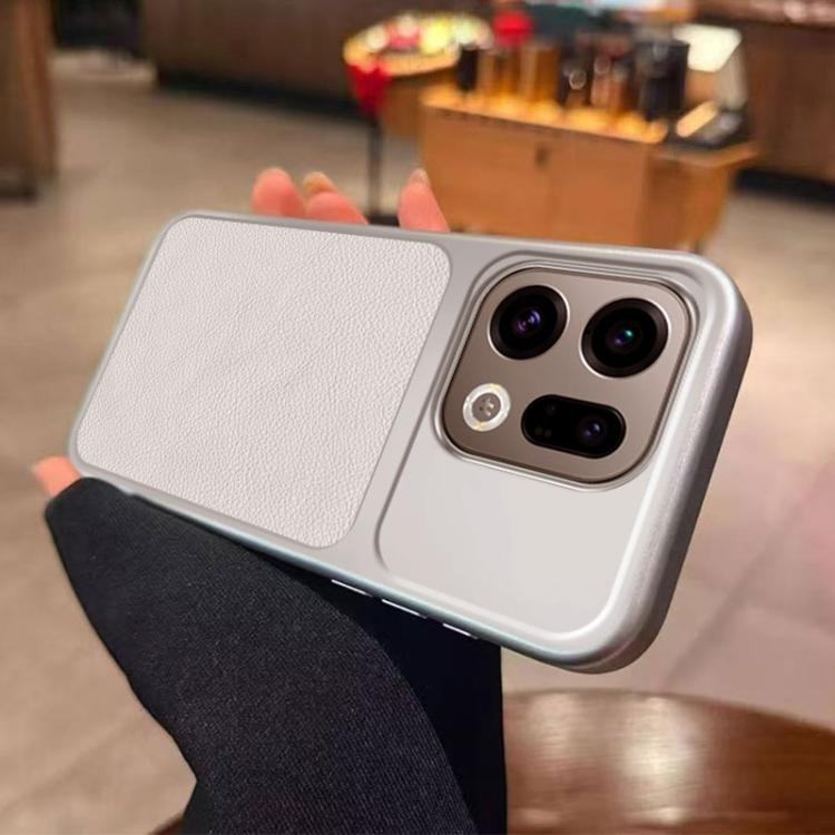 For OPPO Find X9 Large Window Leather Textured Coated TPU Phone Case - White