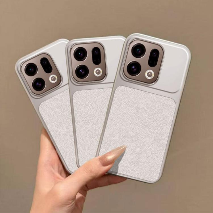 For OPPO Find X9 Large Window Leather Textured Coated TPU Phone Case - White