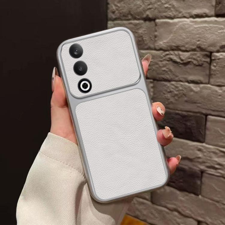 For OPPO K12 Large Window Leather Textured Coated TPU Phone Case - White