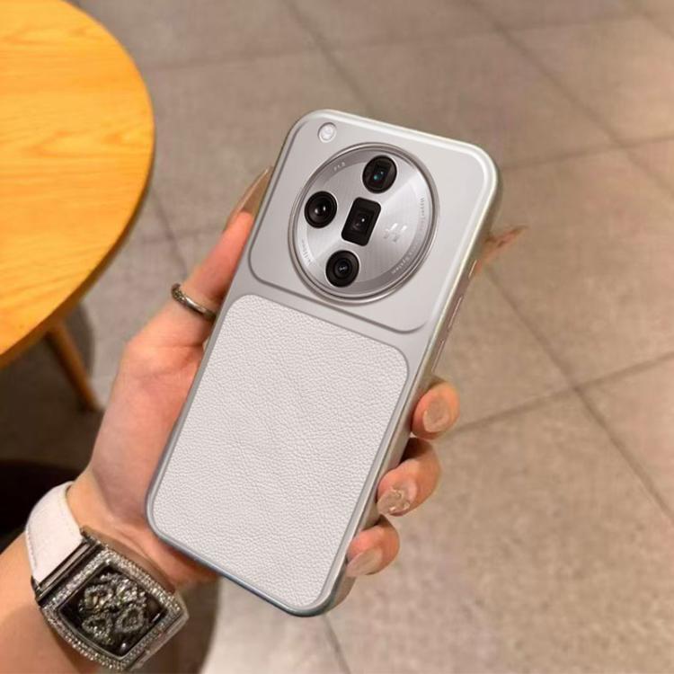 For OPPO Find X7 Ultra Large Window Leather Textured Coated TPU Phone Case - White