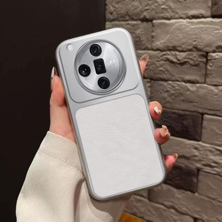 For OPPO Find X7 Ultra Large Window Leather Textured Coated TPU Phone Case - White