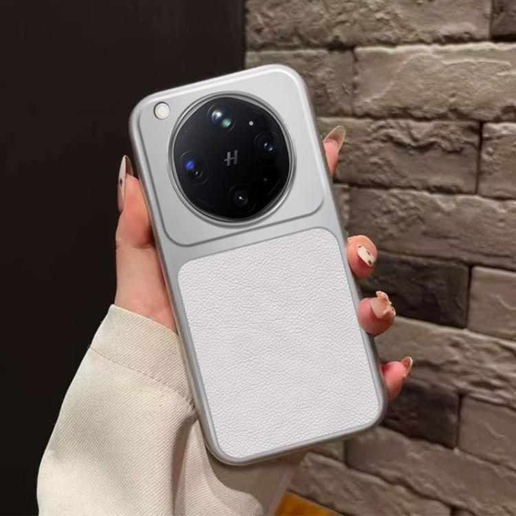 For OPPO Find X9 Ultra Large Window Leather Textured Coated TPU Phone Case - White