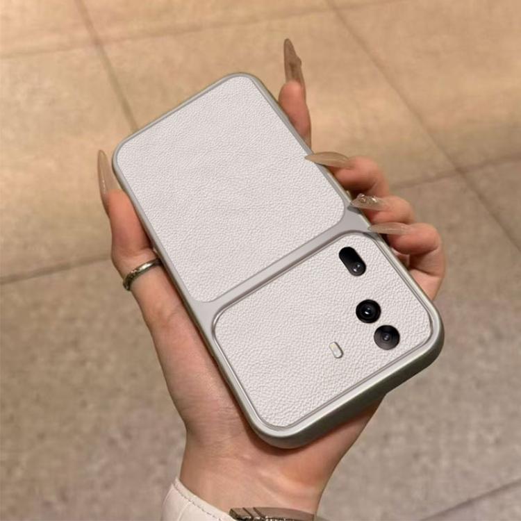 For OPPO Reno11 Pro Large Window Leather Textured Coated TPU Phone Case - White