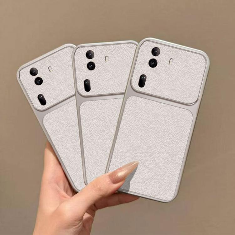 For OPPO Reno11 Pro Large Window Leather Textured Coated TPU Phone Case - White
