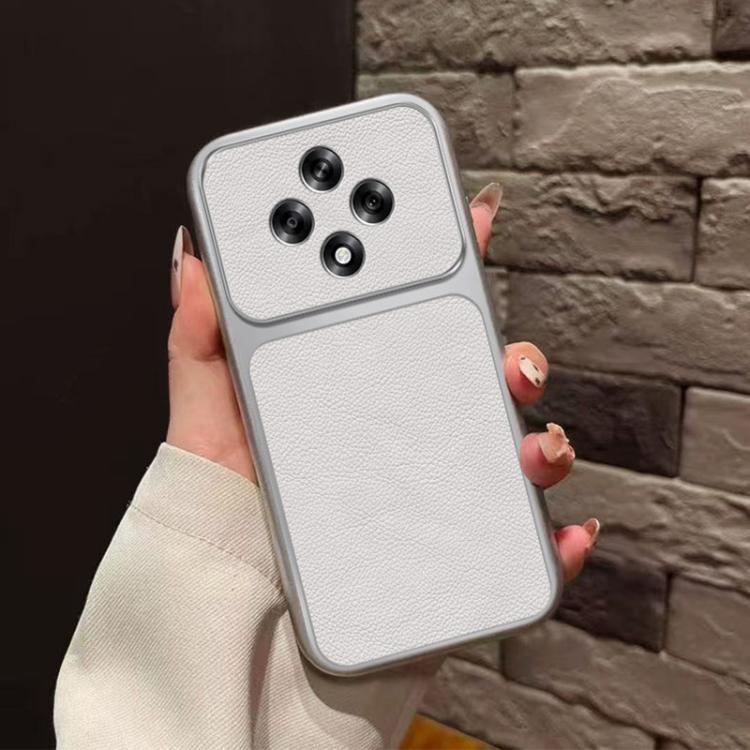 For OPPO Reno12 F 5G Large Window Leather Textured Coated TPU Phone Case - White