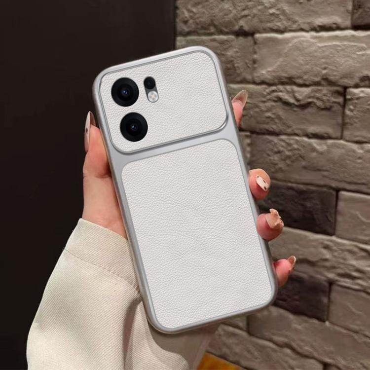 For OPPO Reno13 F 5G Large Window Leather Textured Coated TPU Phone Case - White