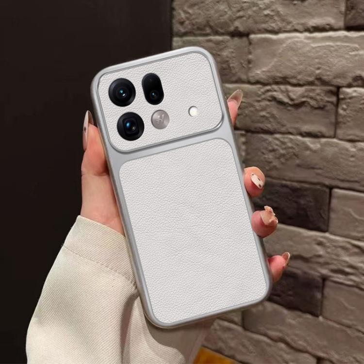 For OPPO Find X9s Pro Large Window Leather Textured Coated TPU Phone Case - White