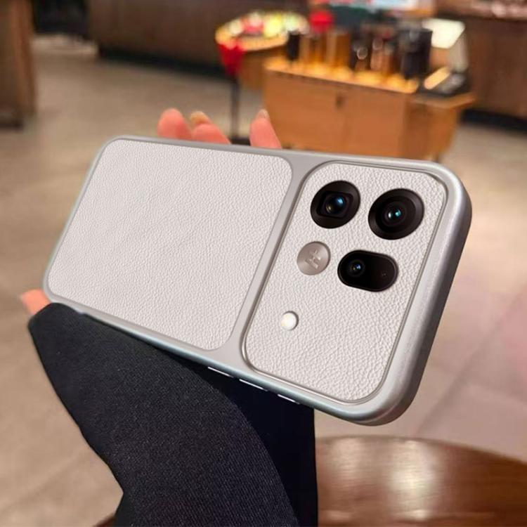 For OPPO Find X9s Pro Large Window Leather Textured Coated TPU Phone Case - White