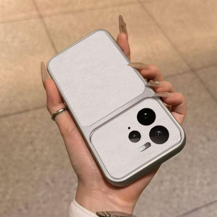 For Realme GT7 Pro Large Window Leather Textured Coated TPU Phone Case - White