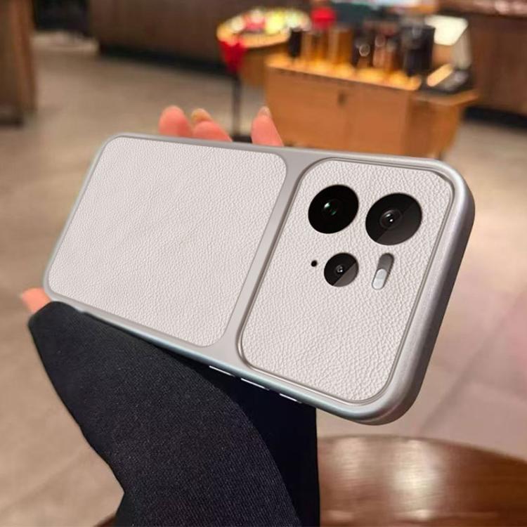 For Realme GT7 Pro Large Window Leather Textured Coated TPU Phone Case - White