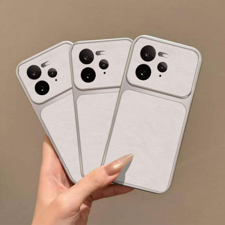 For Realme GT7 Pro Large Window Leather Textured Coated TPU Phone Case - White