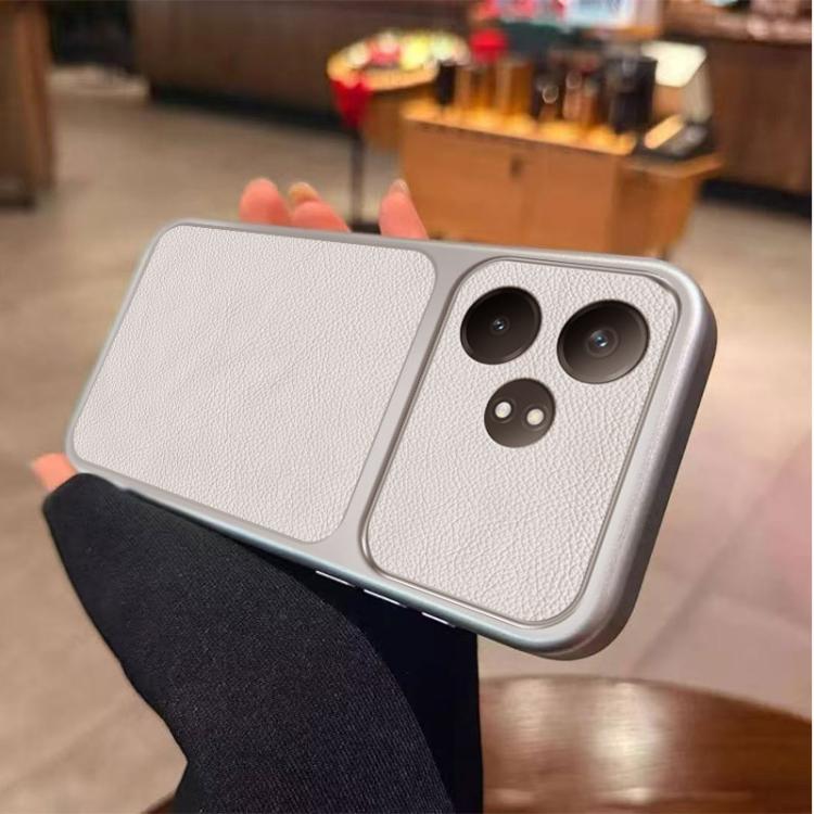 For Realme GT Neo6 Large Window Leather Textured Coated TPU Phone Case - White